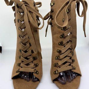 Shoe Dazzle Open toe lace up bootie